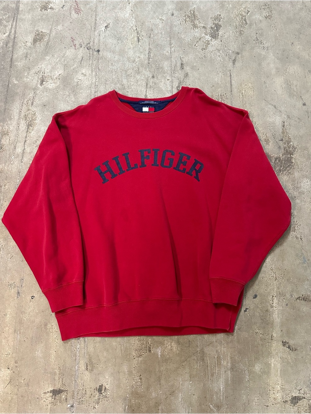 Tommy Hilfiger Red Crewneck with Navy Logo